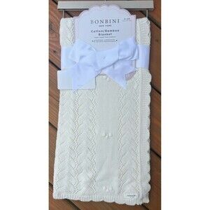 Bonbini Knit Baby Blanket Cream Ivory Infant Gender Neutral Textured Pretty Gift